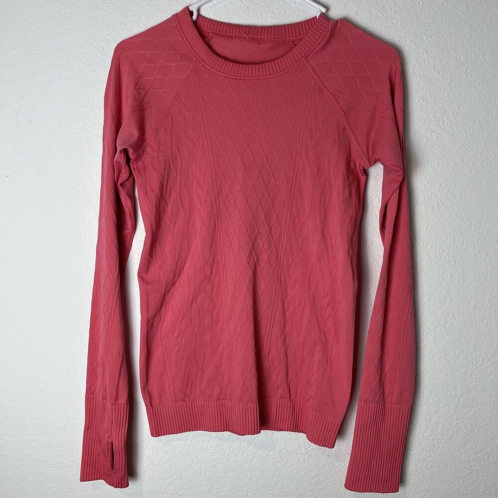 Lululemon Sweater Womens Small Pink Textured Long Sleeve Crewneck Pullover Knit​
